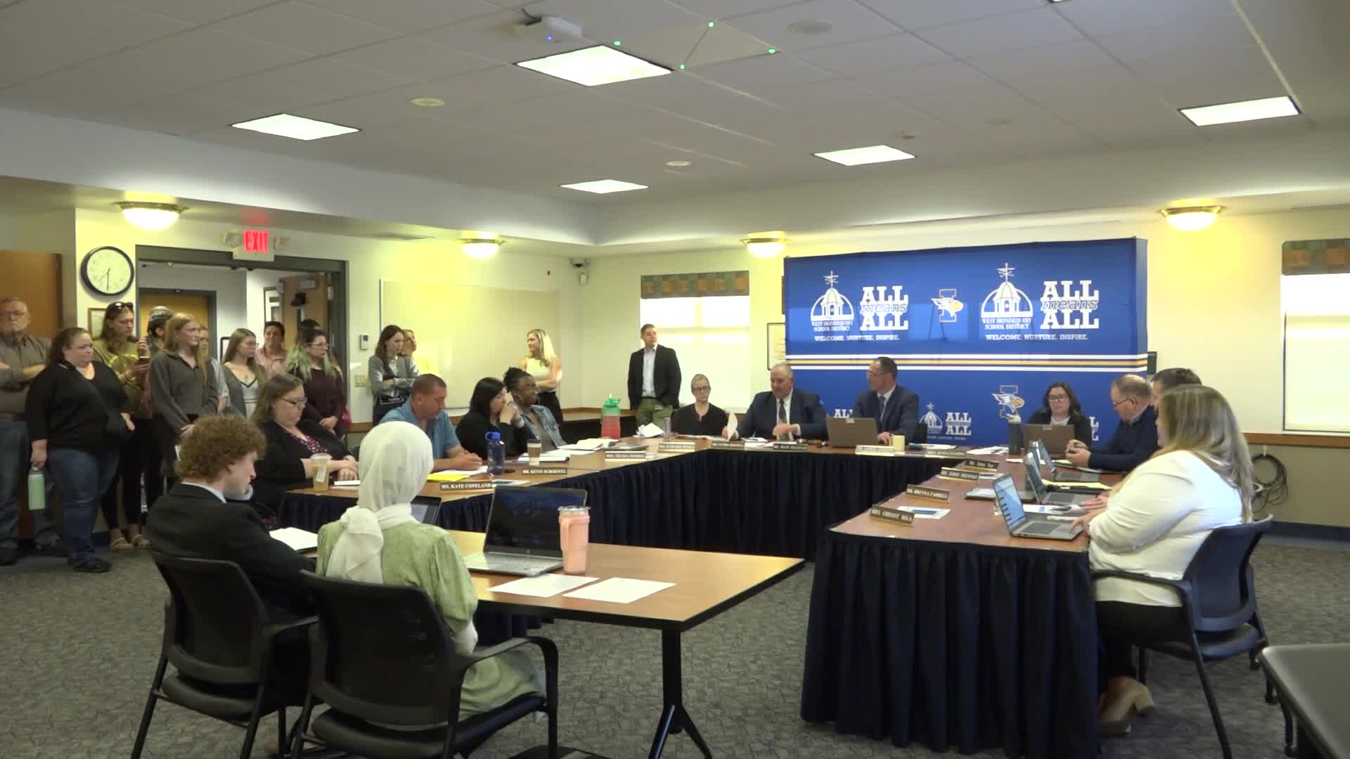 Board holds public hearing on 2025-26 code of conduct as community members demand stronger survivor protections