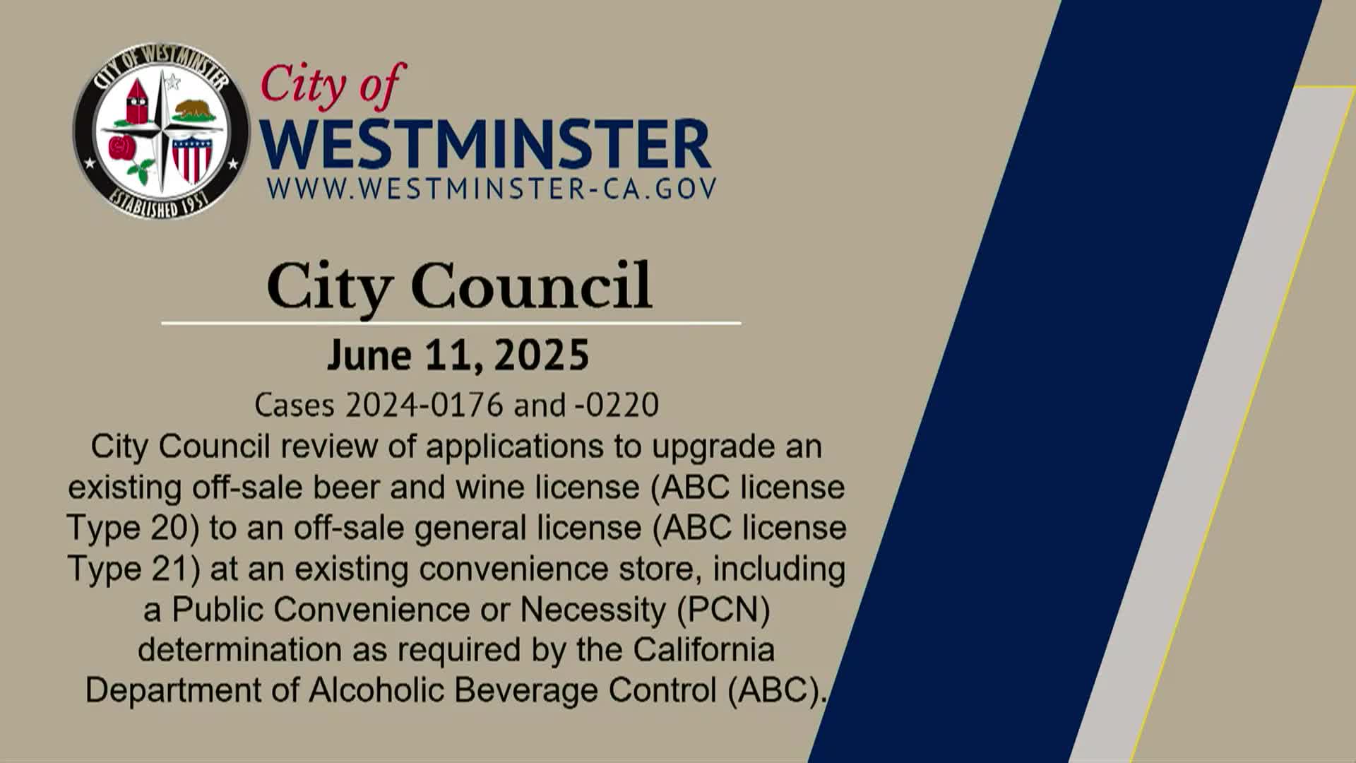 Westminster City Council approves alcohol license upgrades for convenience stores