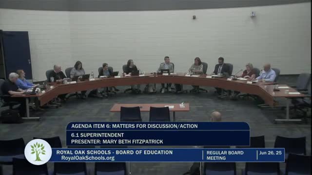 Royal Oak superintendent transition announced; board approves first reading of policy revisions