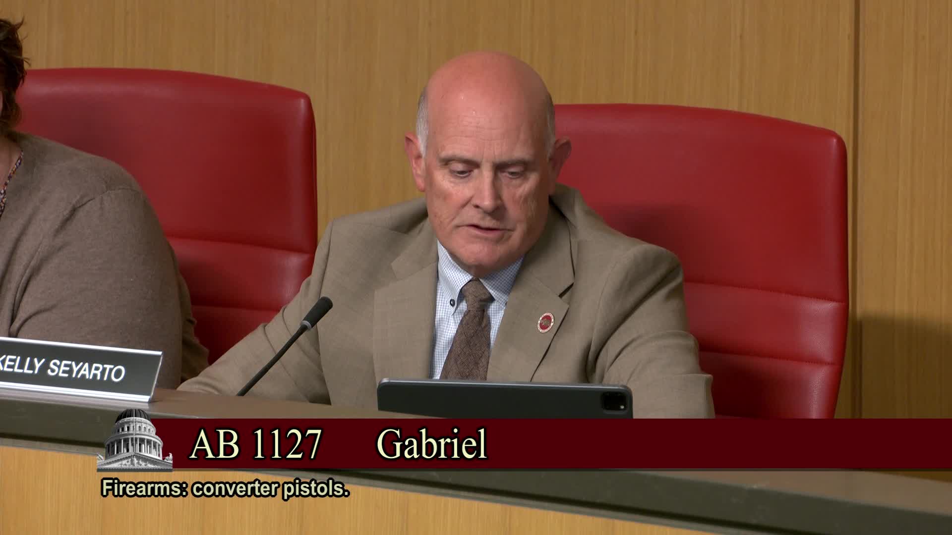 Assembly member Gibson presents AB 1263 addressing gun violence and policy challenges