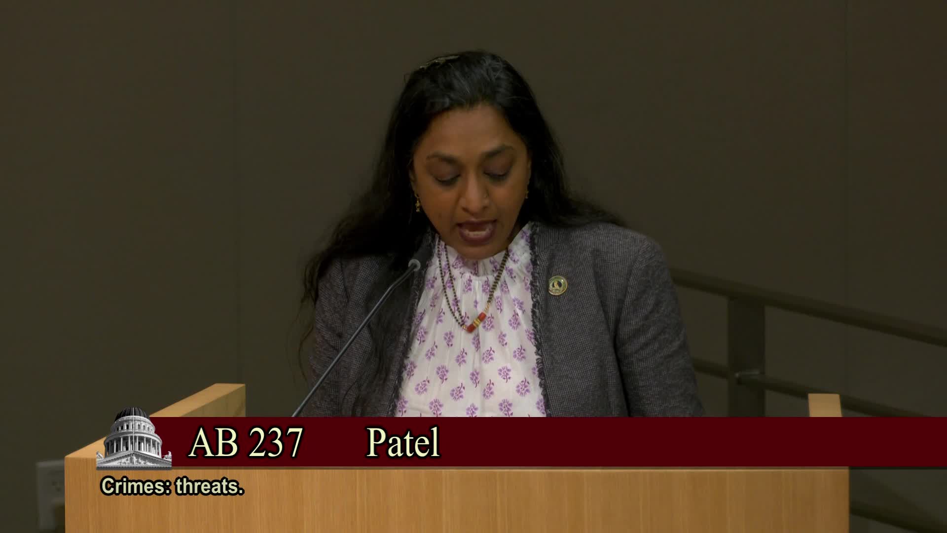 California Assembly debates AB 237 to close threat loophole in Penal Code