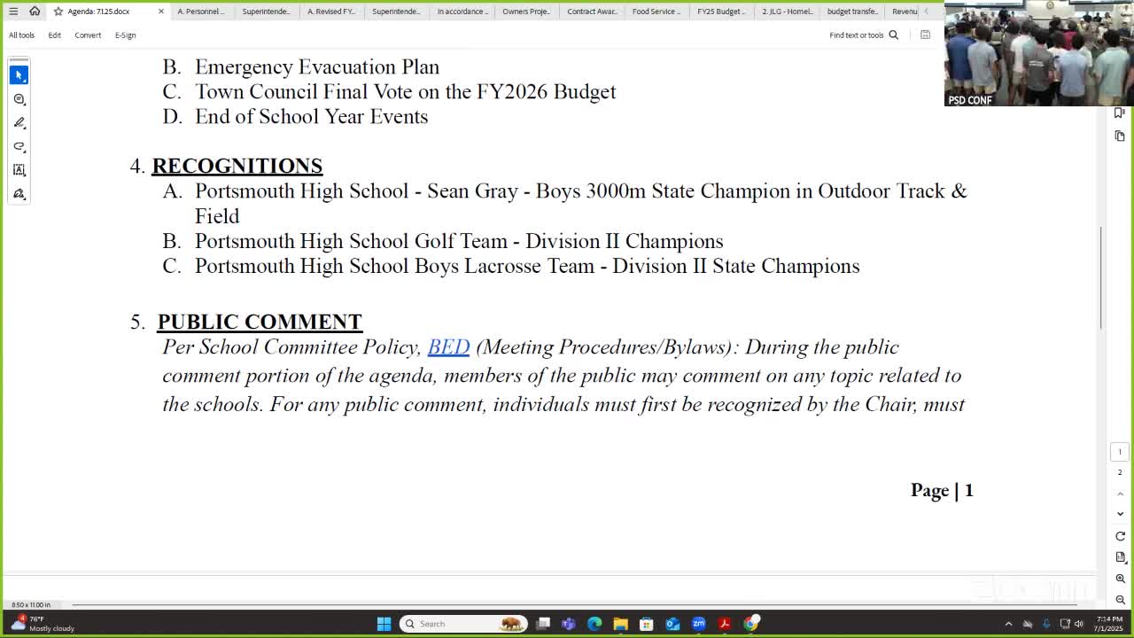 Portsmouth High School honors spring sports teams and announces new coaching staff