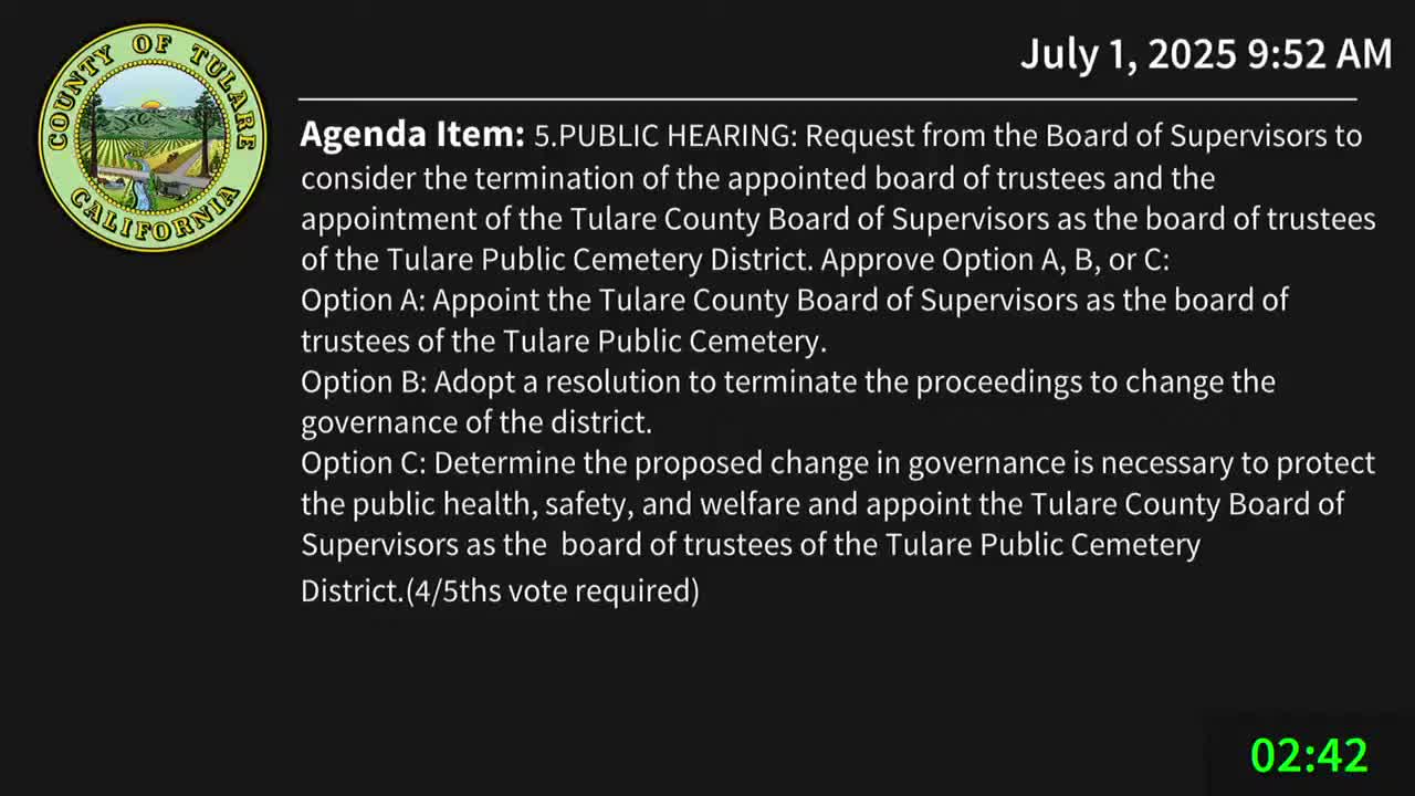 Tulare supervisors consider takeover of cemetery district amid community concerns