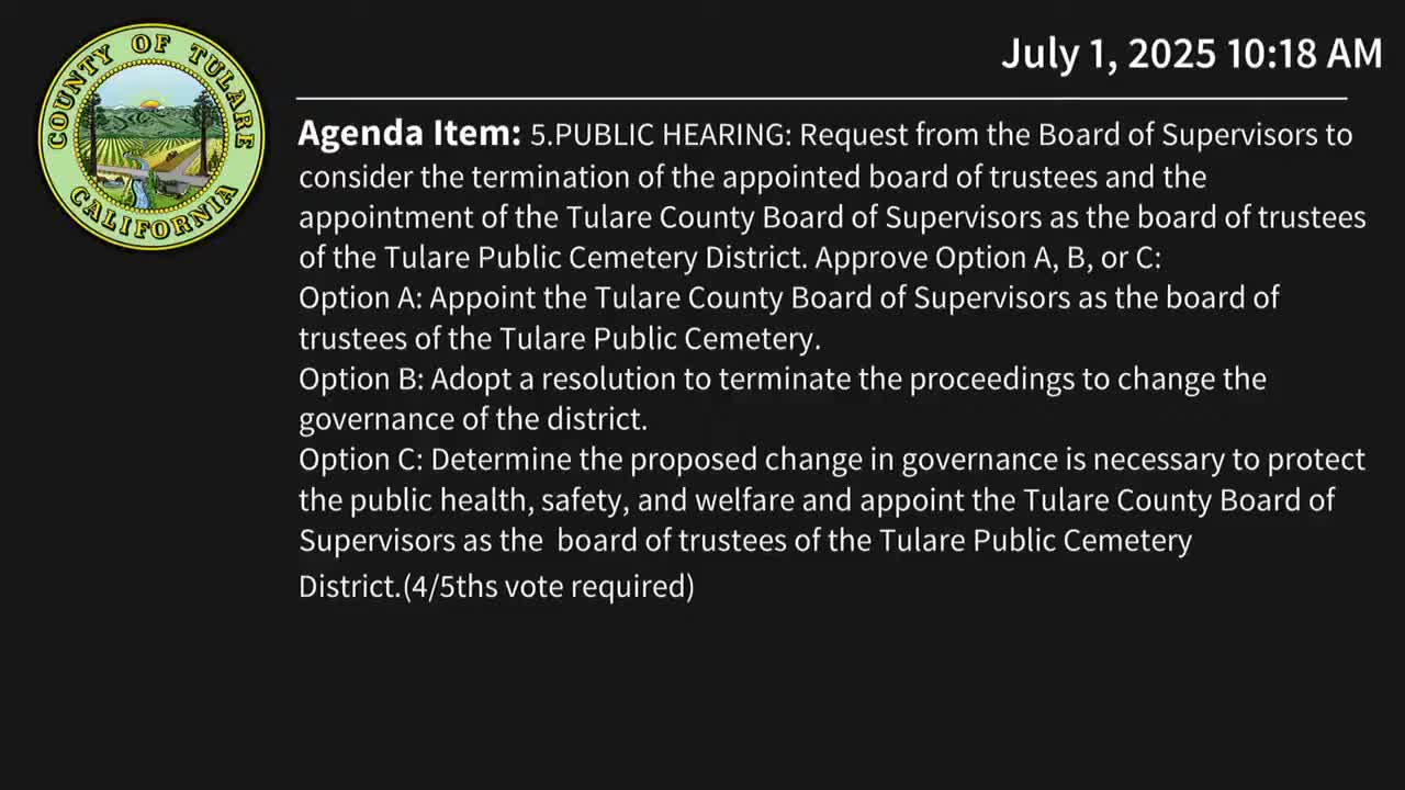 Tulare County supervisors appoint new cemetery board amid management turmoil