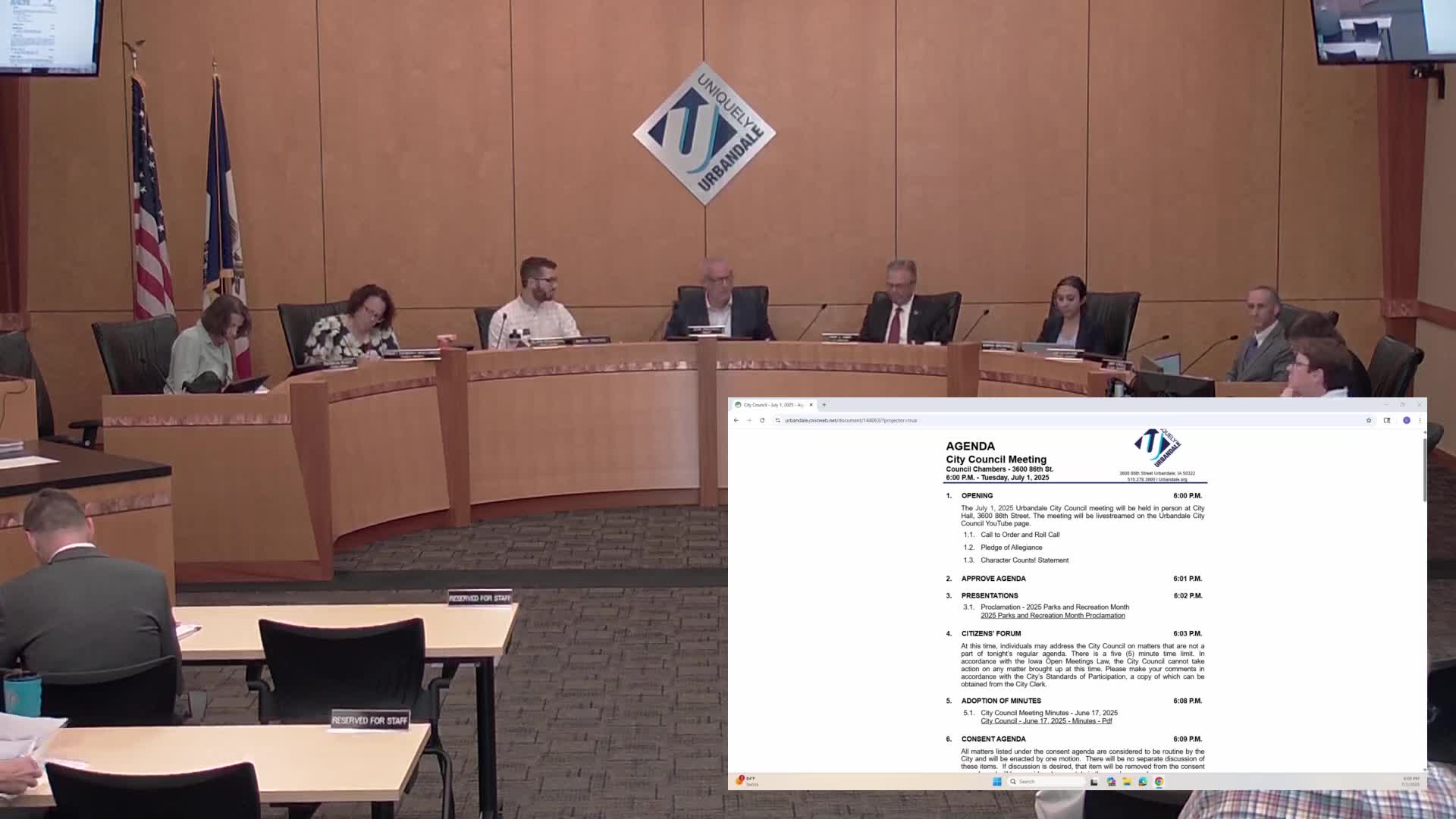 Urbandale City Council declares July Parks and Recreation Month