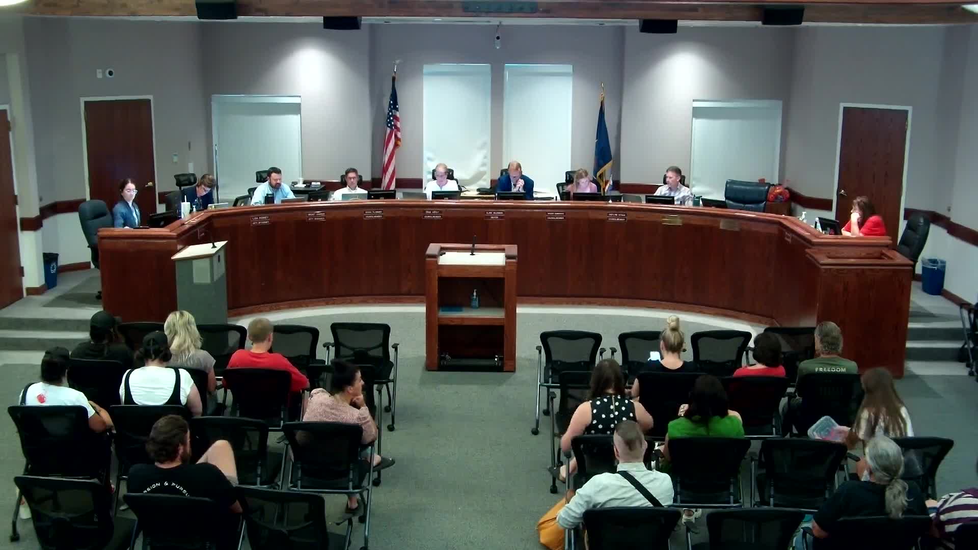 Mayor Clark Wilkinson leads prayer and pledge at city council meeting