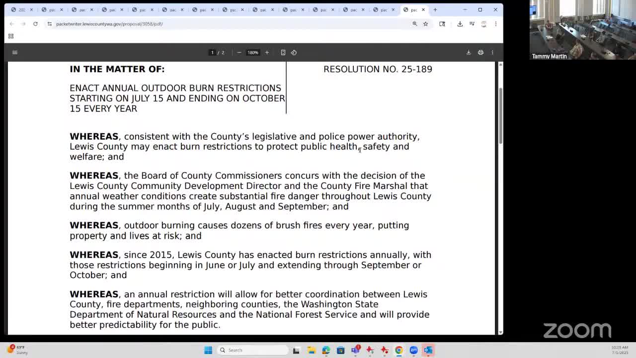 Commissioners approve annual burn restrictions starting July 15 amid changing weather conditions