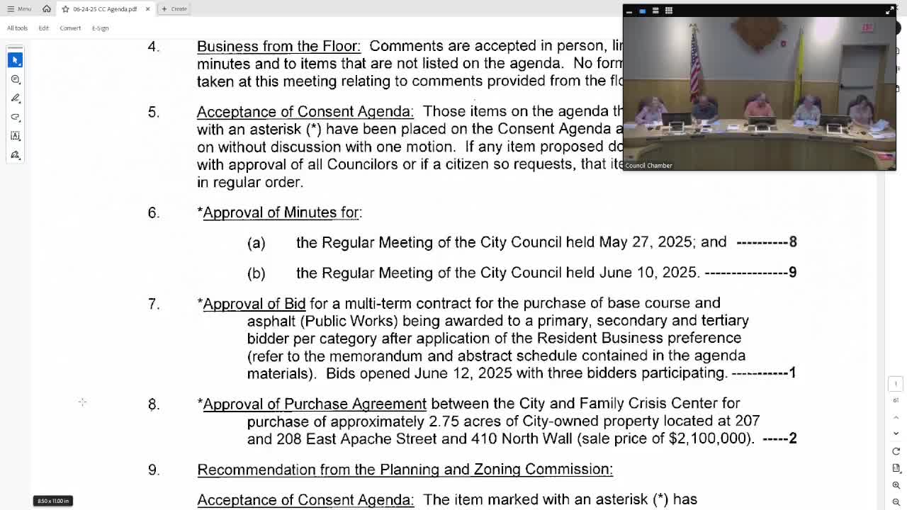 Council approves consent sale process for Family Crisis Center site; ordinance to publish transfer set for July 22