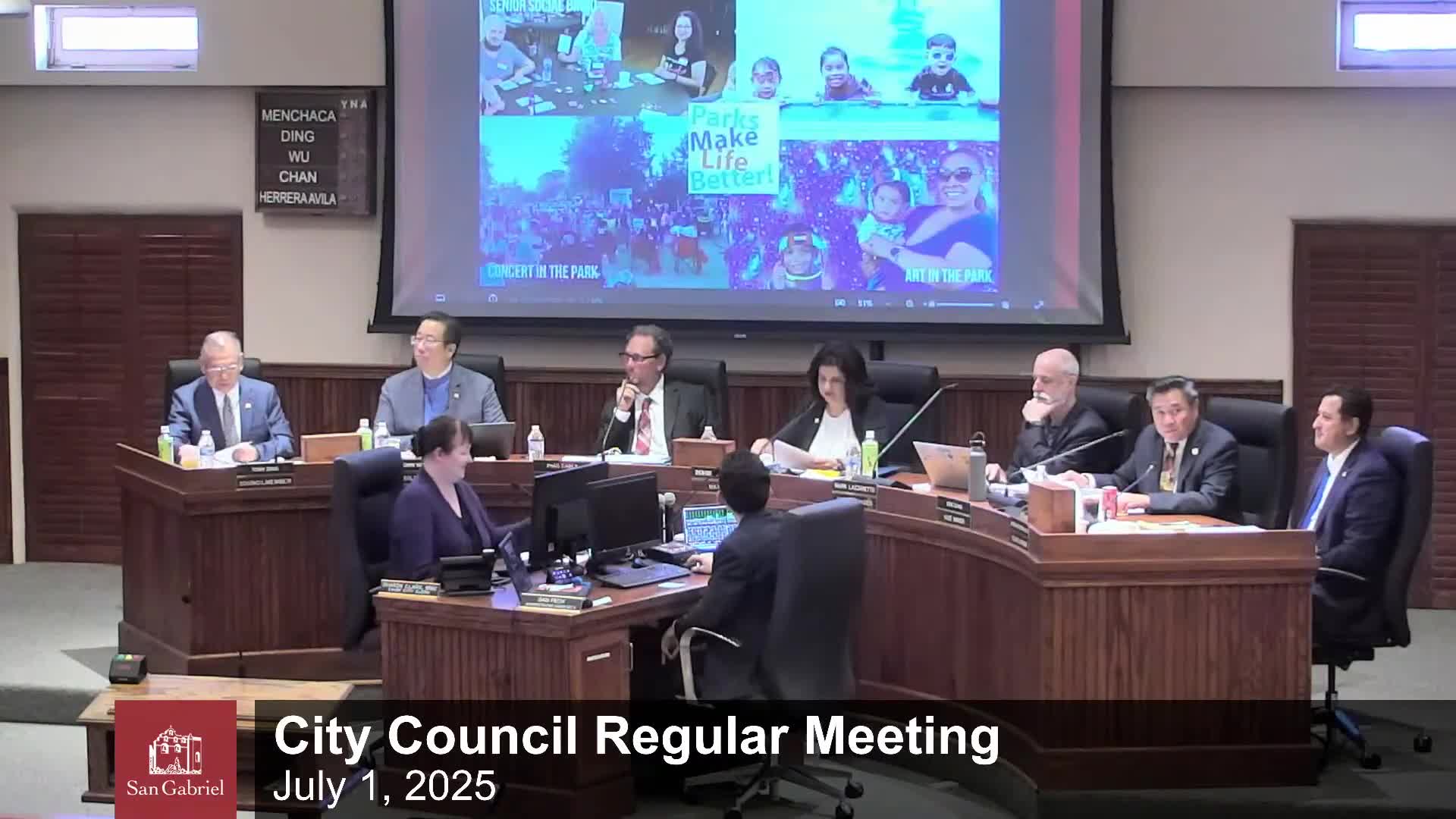 San Gabriel City Council declares July 2025 as Parks Make Life Better Month