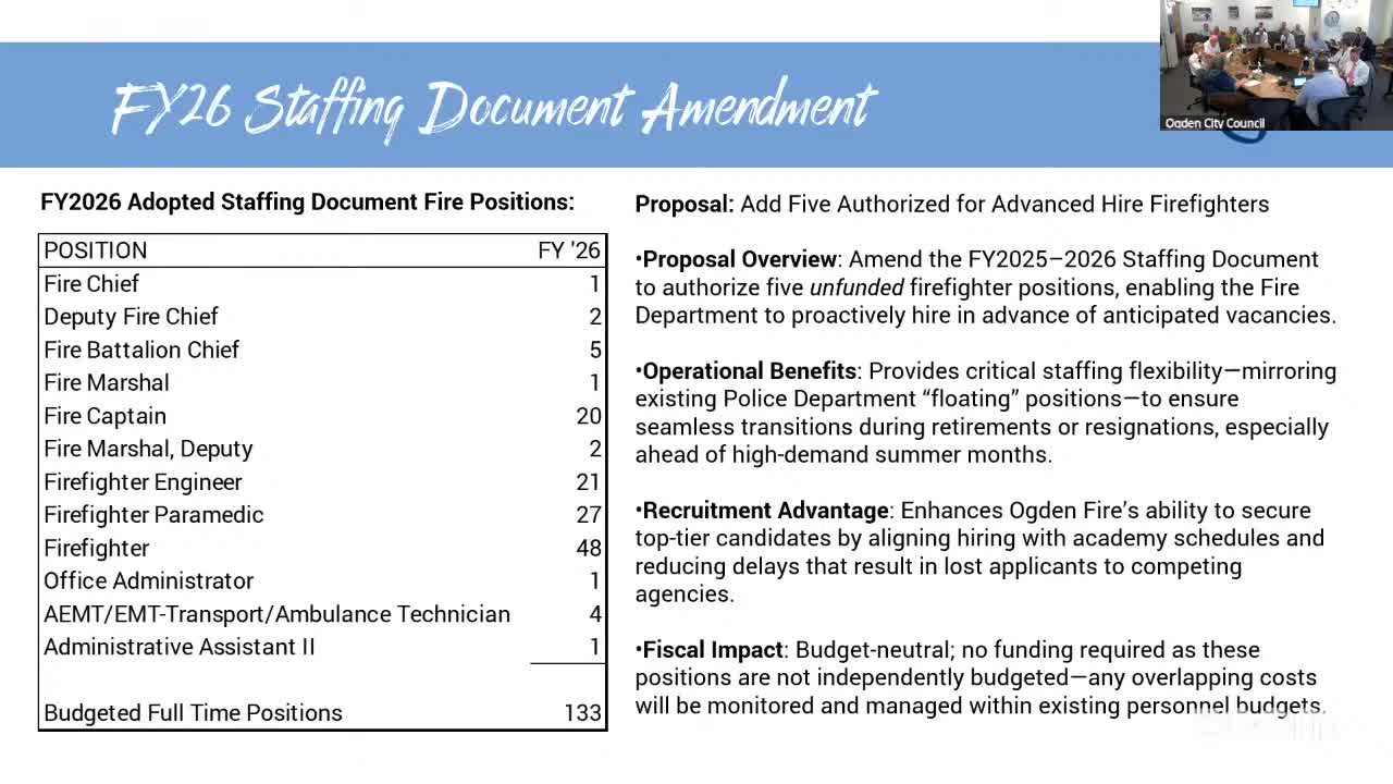 Ogden Fire Department seeks flexibility with 5 new float positions for hiring
