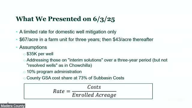 Madera County GSA proposes new rates for domestic well mitigation program