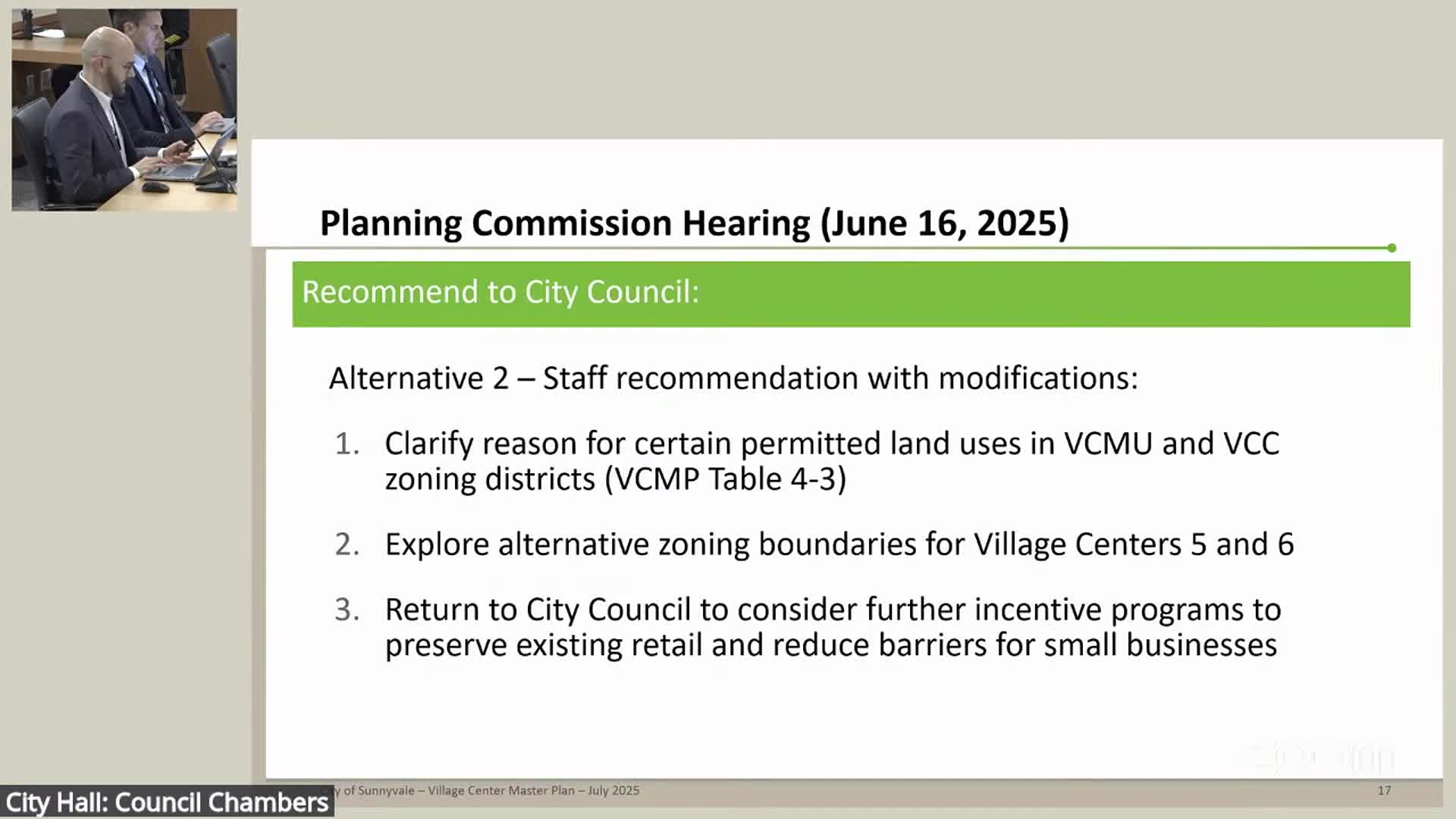 Planning Commission recommends Village Center Master Plan with zoning modifications