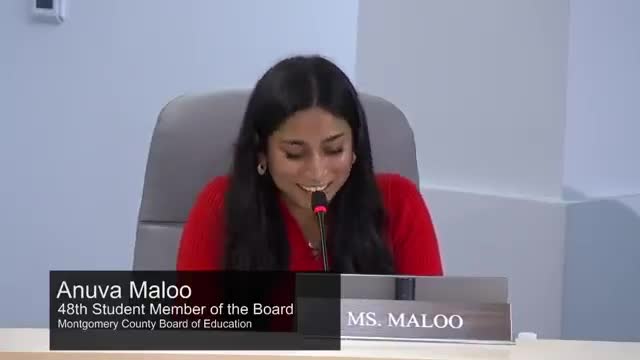 Anubha Maloo sworn in as Montgomery County Student Member of the Board of Education