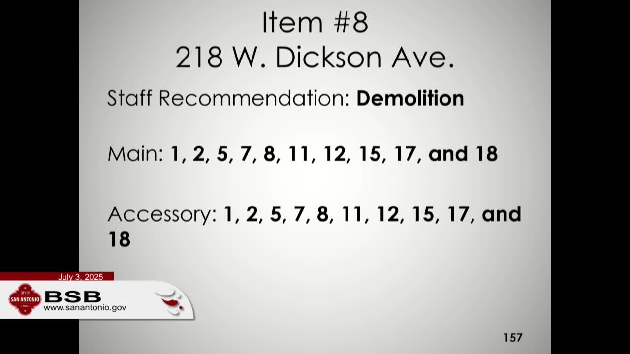 City staff recommends demolition for dangerous buildings at 218 West Dixon Avenue