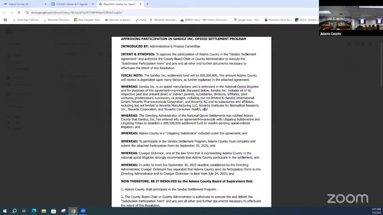 Adams County committee approves amended county administrator contract and new five‑year salary schedule