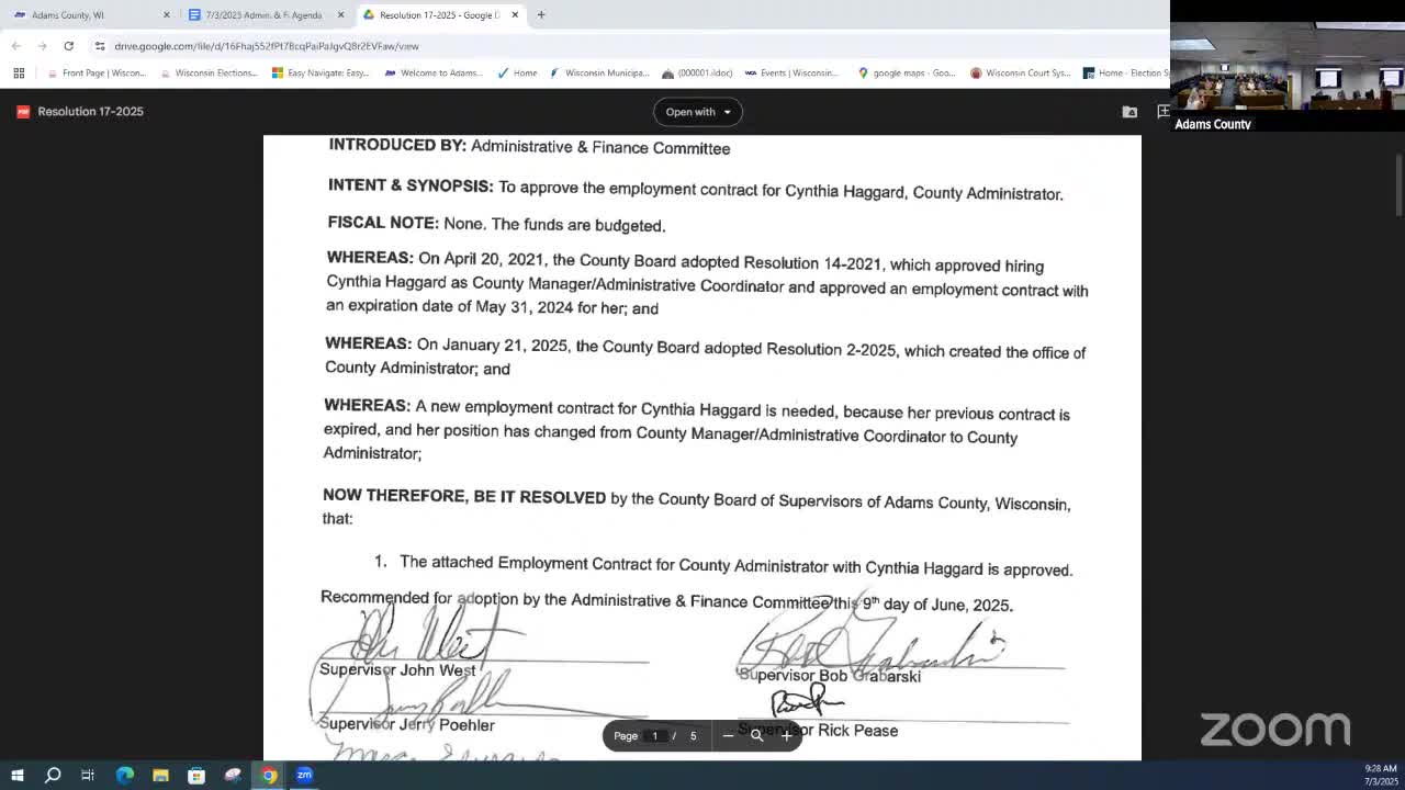 Adams County Board debates salary and terms for county administrator position