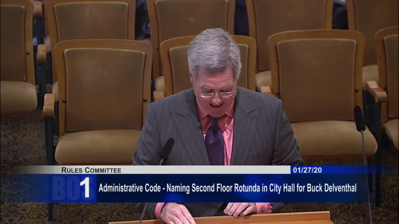 San Francisco Board honors Buck Delventhal by naming City Hall rotunda after him