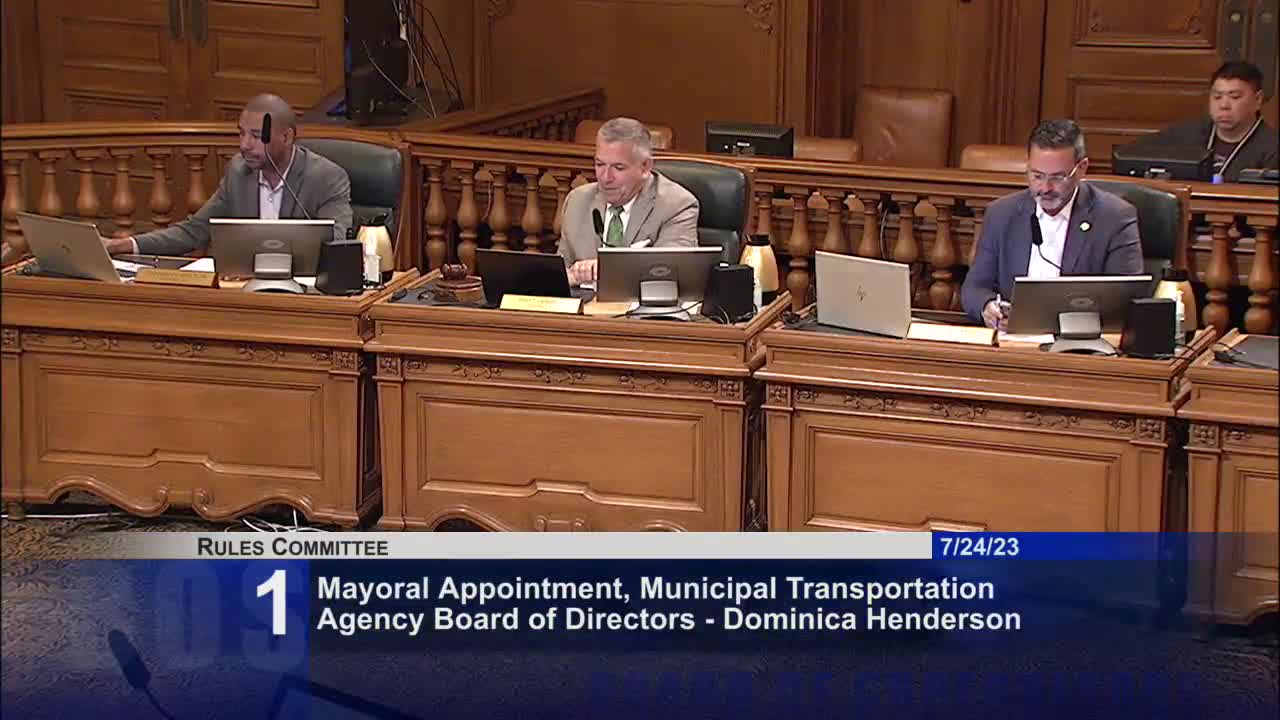 Board of Supervisors approves Dominica Henderson for Municipal Transportation Agency