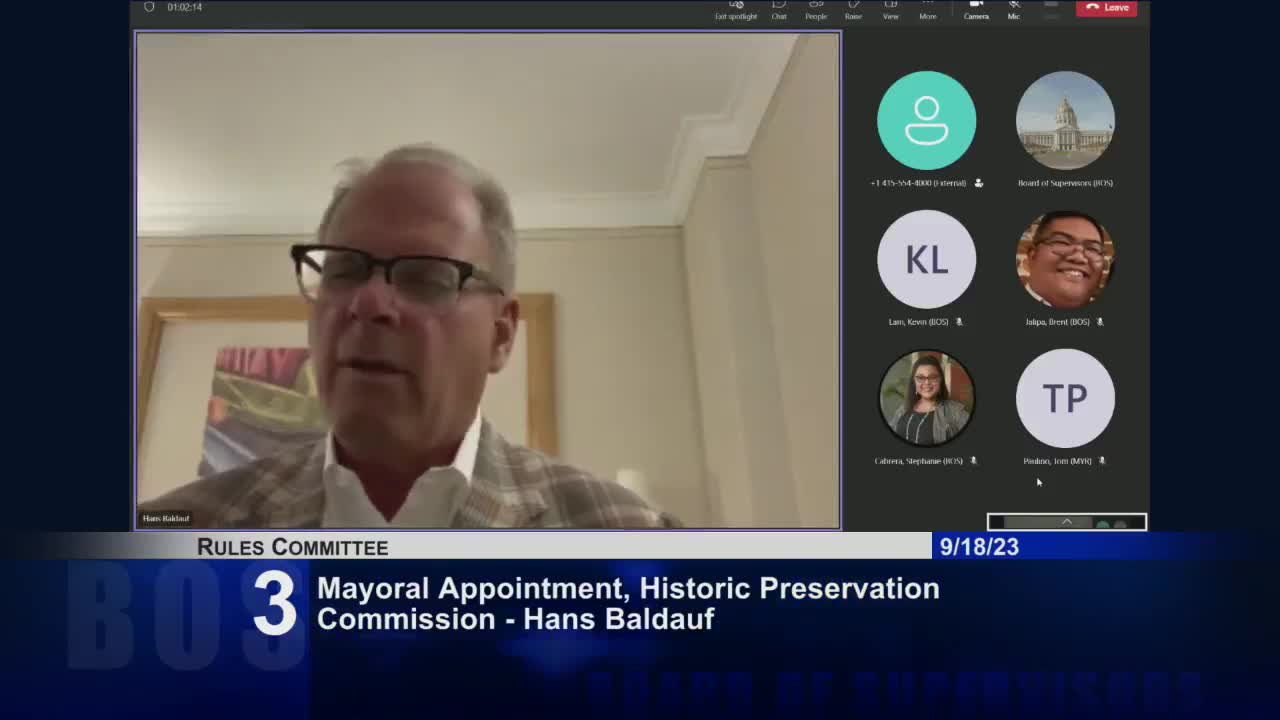 Historic Preservation Commission appoints Hans Baldorf for San Francisco oversight