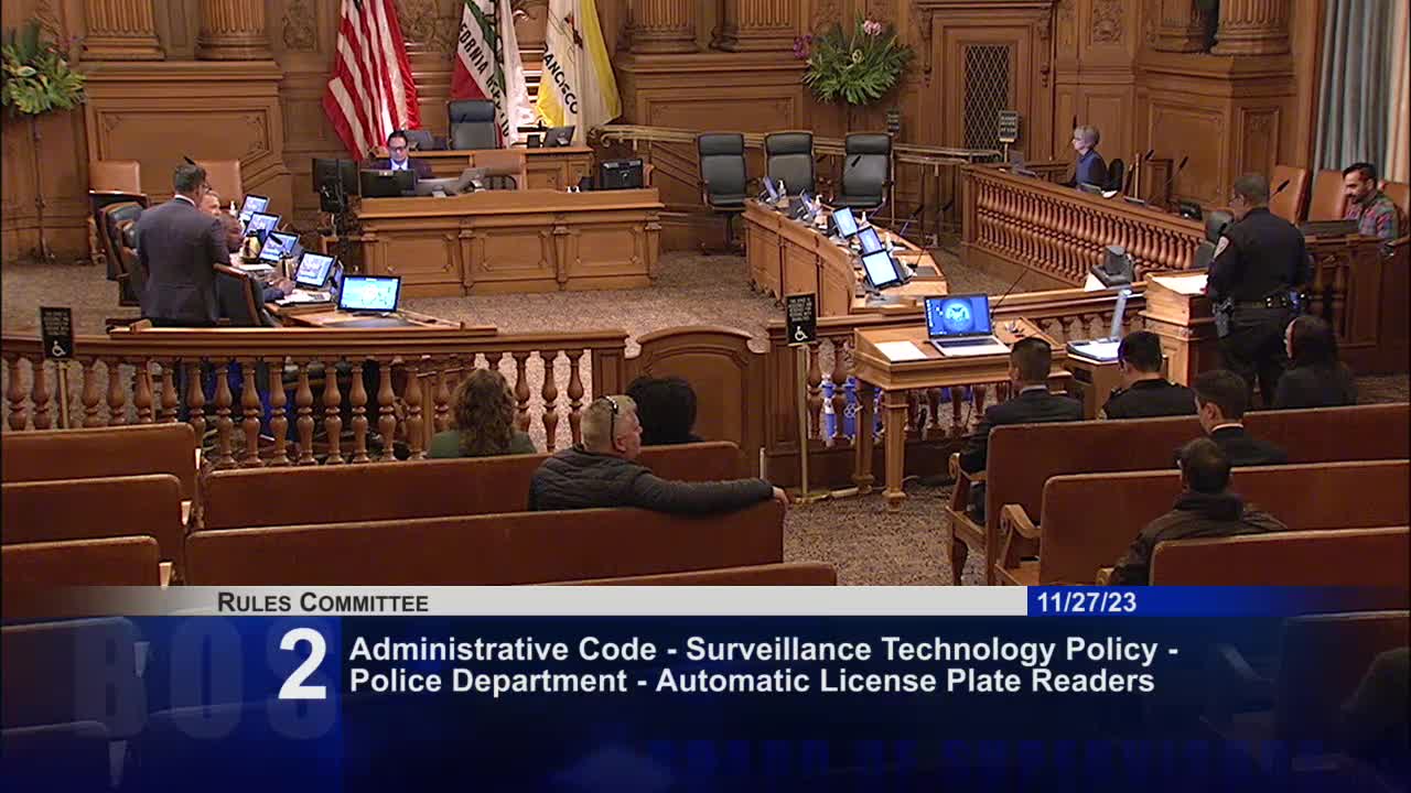 SFPD Chief Bill Scott presents automated license plate reader policy to San Francisco board