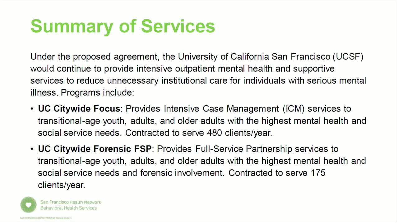 San Francisco approves $133M UCSF contract for intensive case management services