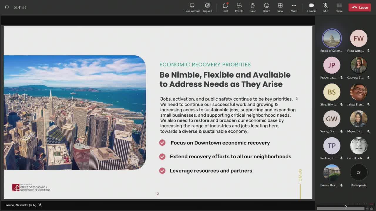 San Francisco prioritizes economic recovery and support for neighborhood businesses