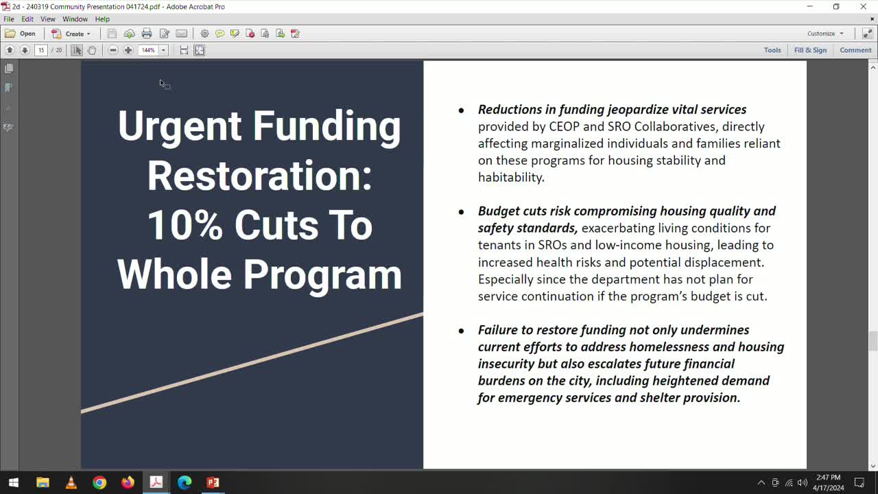 San Francisco leaders warn of eviction prevention funding cuts impact on vulnerable residents