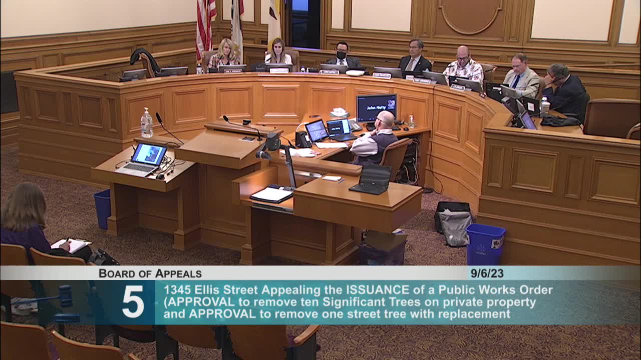 Ellis Street tree permit hearing faces delays and complaints from residents