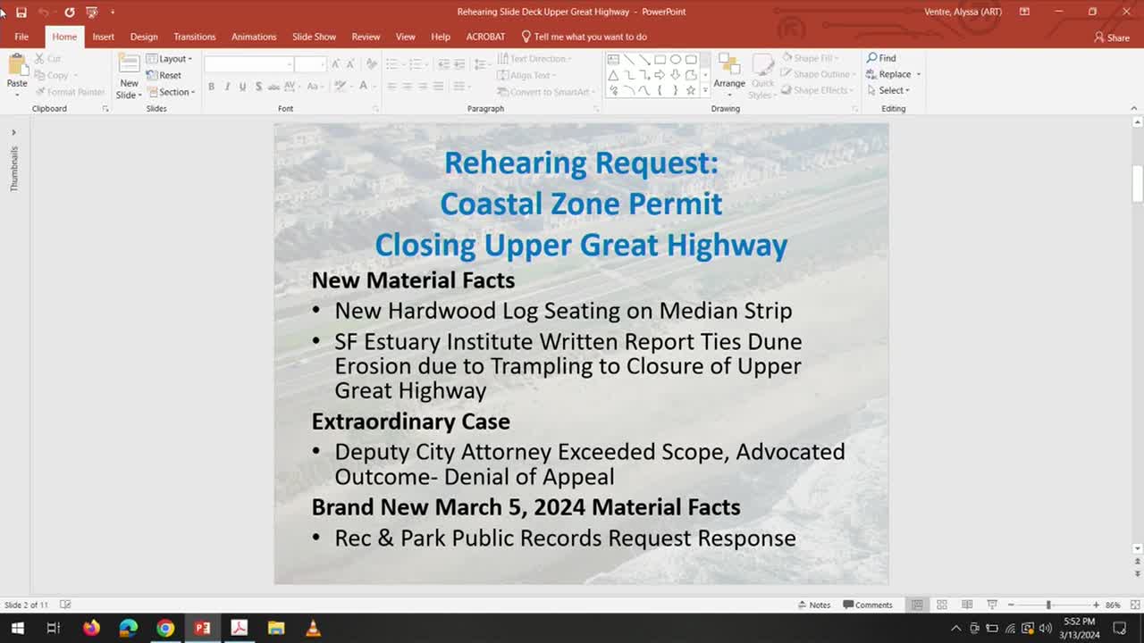 San Francisco Board Questions Rec and Parks over Coastal Zone Permit Issues