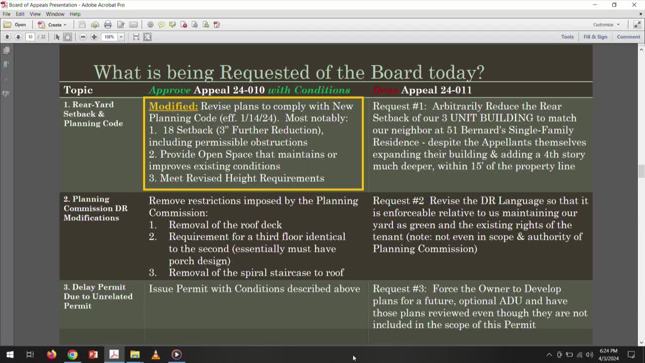 Planning Commission reviews mixed-use project plans after appellant raises design concerns