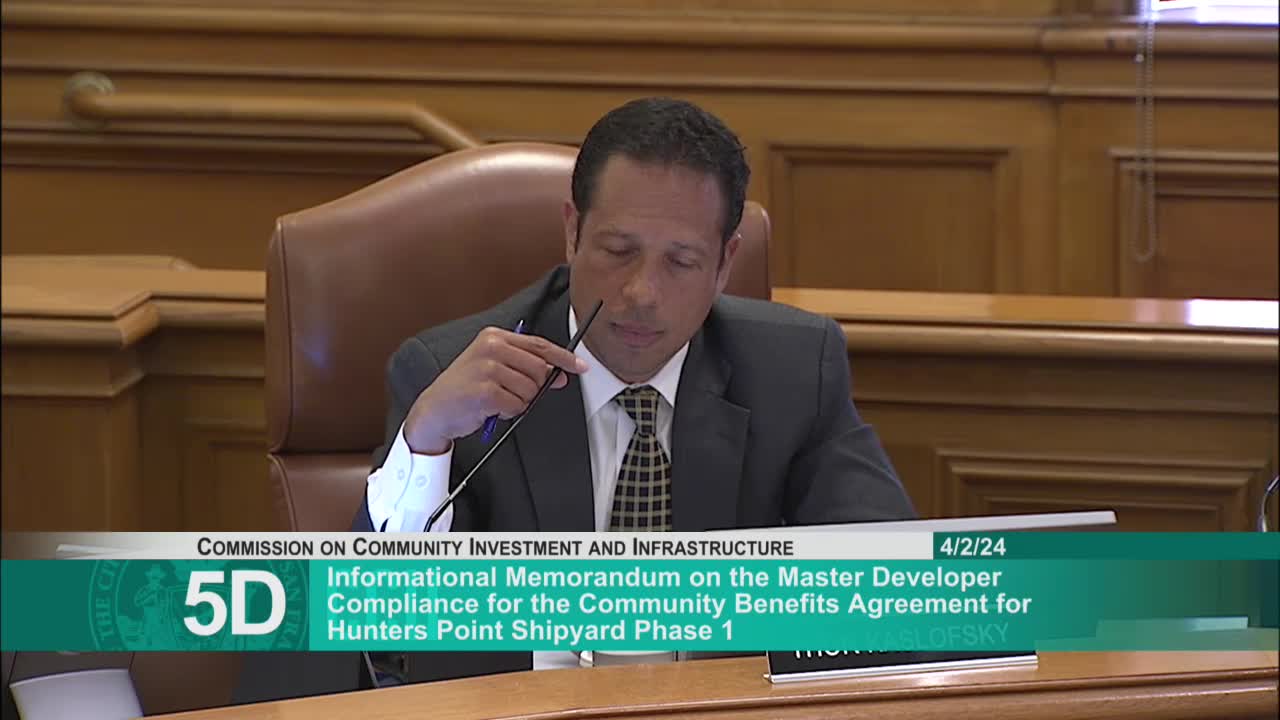 Lila Hussain updates Hunters Point Shipyard's community benefits and Legacy Foundation Fund