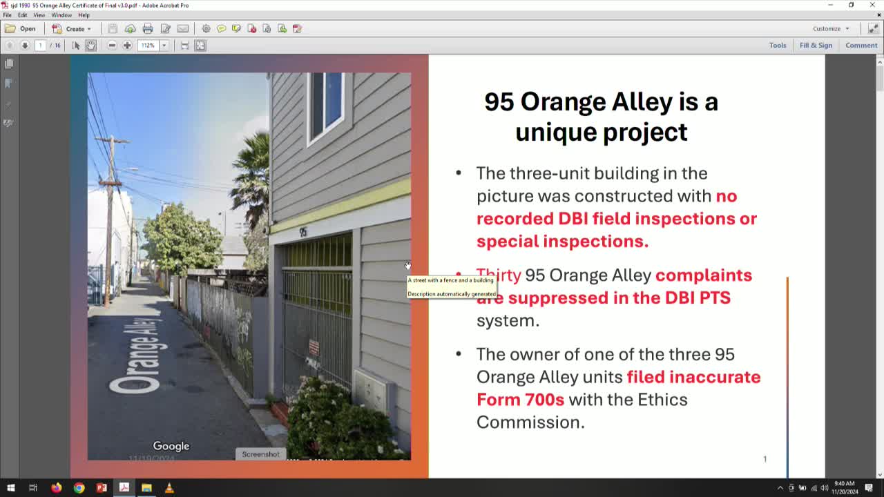 Orange Alley project faces scrutiny over inspection violations and false filings
