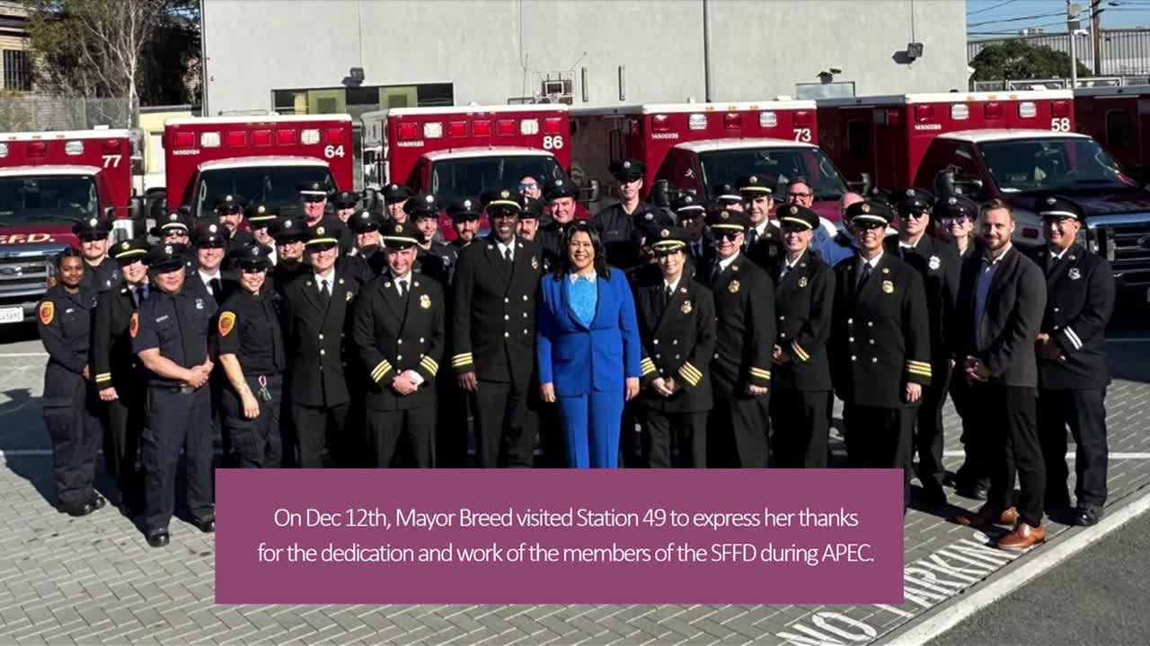 Mayor Breed thanks APEC workers at informal event in Station 49
