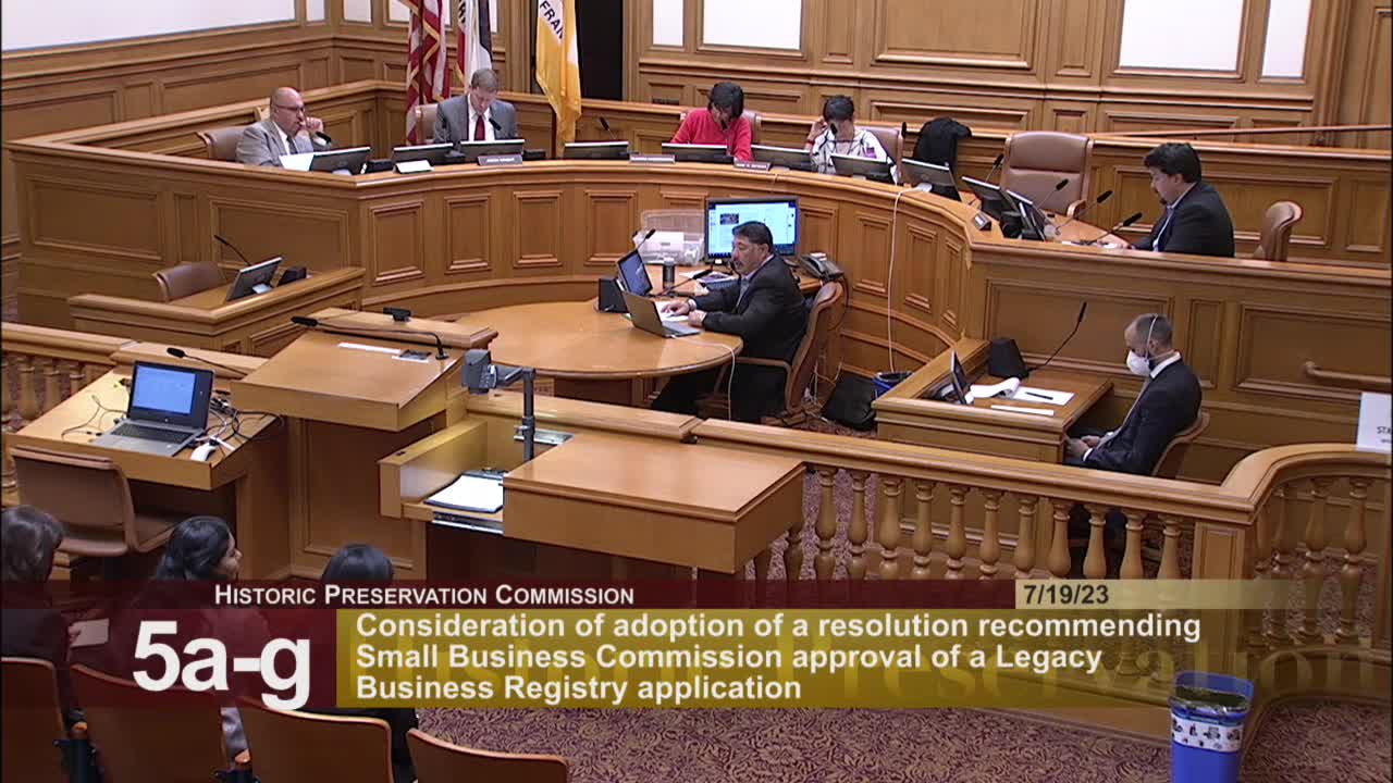 Historic Preservation Commission reviews seven legacy business applications in San Francisco