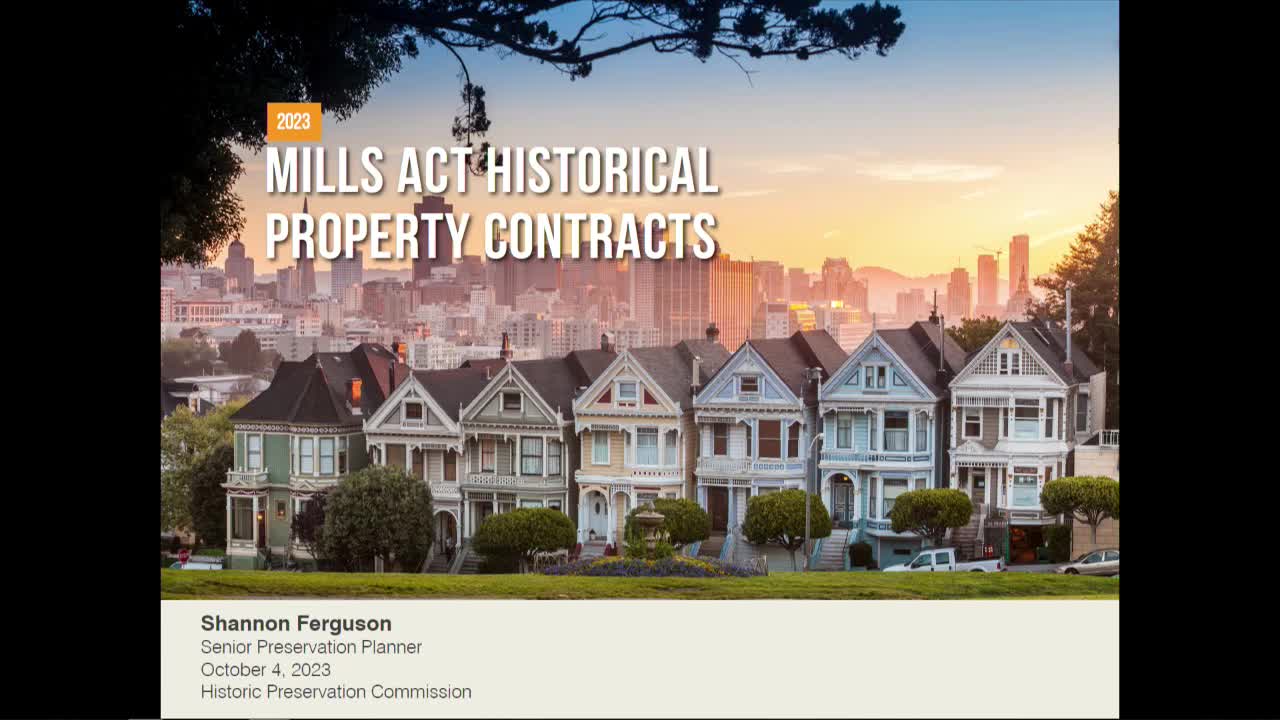 Historic Preservation Commission recommends Mills Act contracts for three San Francisco properties