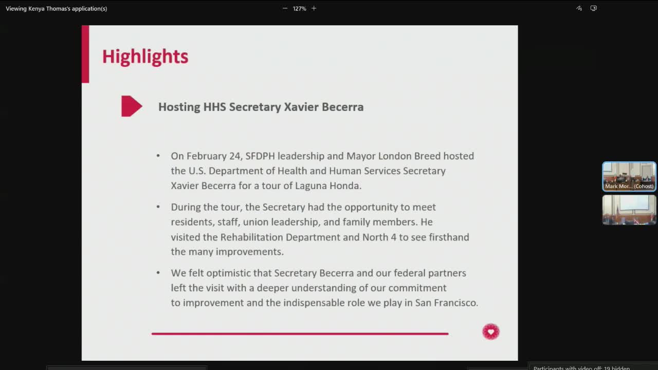 Mayor Breed hosts Secretary Becerra at Laguna Honda to discuss healthcare initiatives