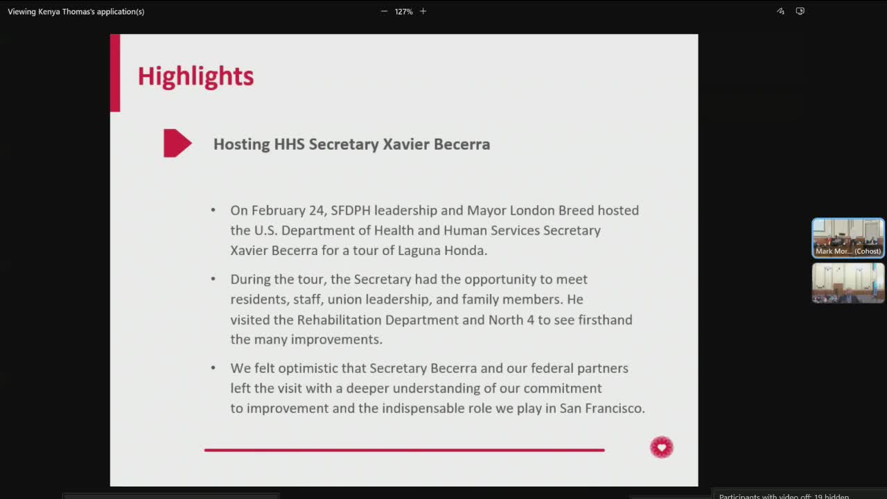 Laguna Honda leadership highlights recertification progress and resident art initiatives