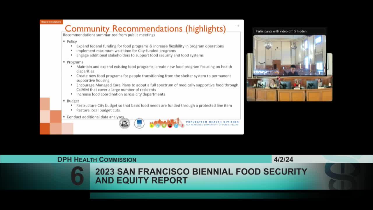 San Francisco Food Security Task Force recommends federal funding and program expansion