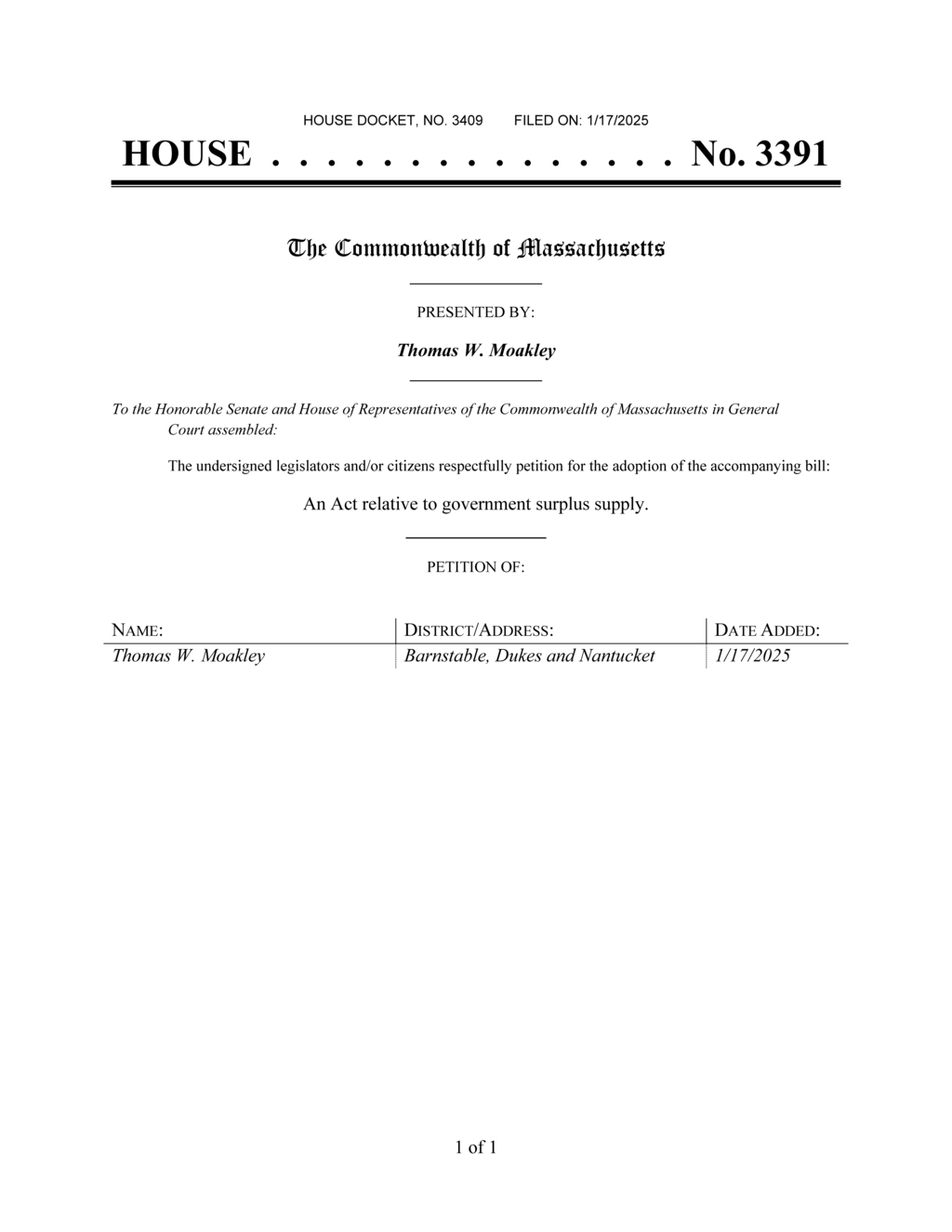 Massachusetts House Amends Uniform Procurement Act to Streamline Surplus Supply Disposal