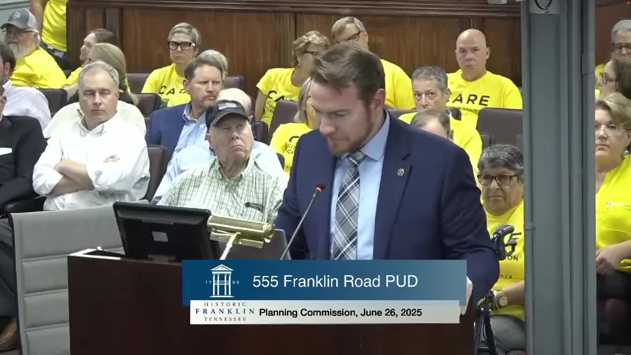 Planning commission extends vesting rights 36 months for 555 Franklin Road PUD