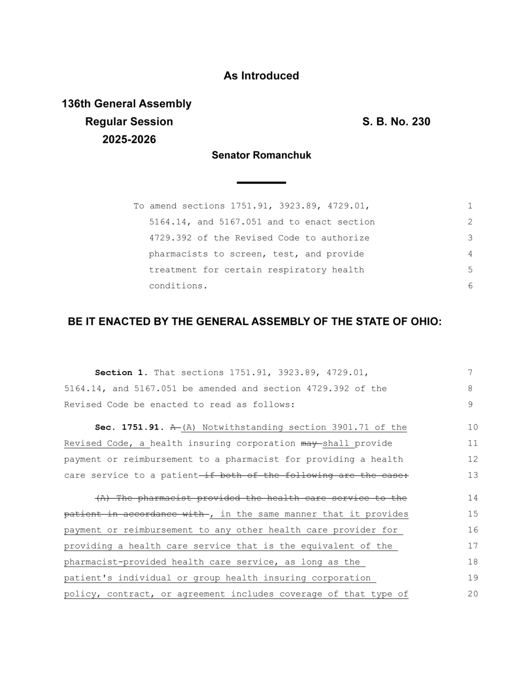 Ohio Senate Bill 230 allows pharmacists to treat respiratory health conditions