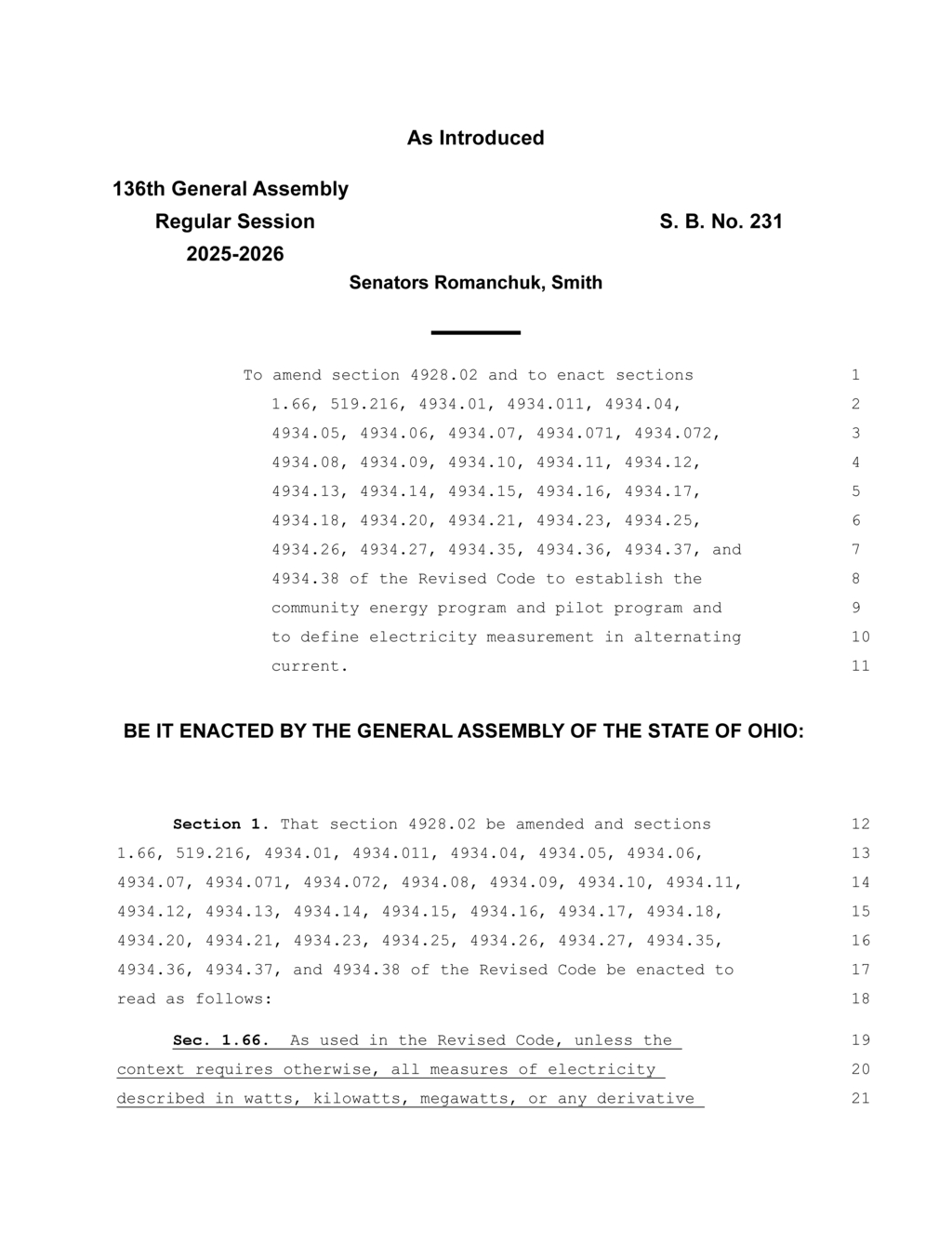 Senate bill establishes community energy pilot program with consumer protections and cost recovery