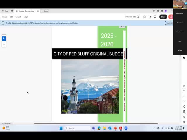 Red Bluff Council adopts FY 2025–26 budget, flags reserve shortfall and holds chamber funding discussion