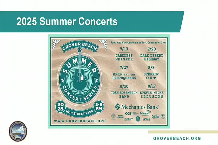 Grover Beach announces summer concert series and upcoming community events