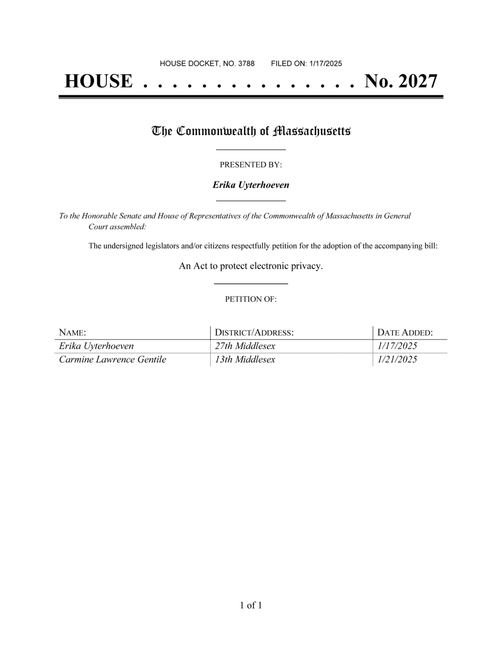 Massachusetts legislature outlines requirements for electronic service providers under search warrants