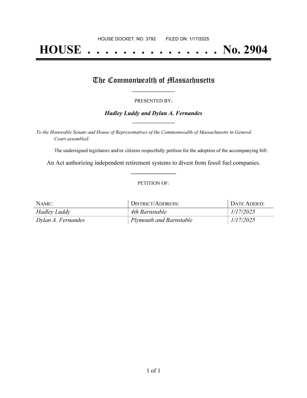Massachusetts bill permits retirement systems to divest from fossil fuel companies