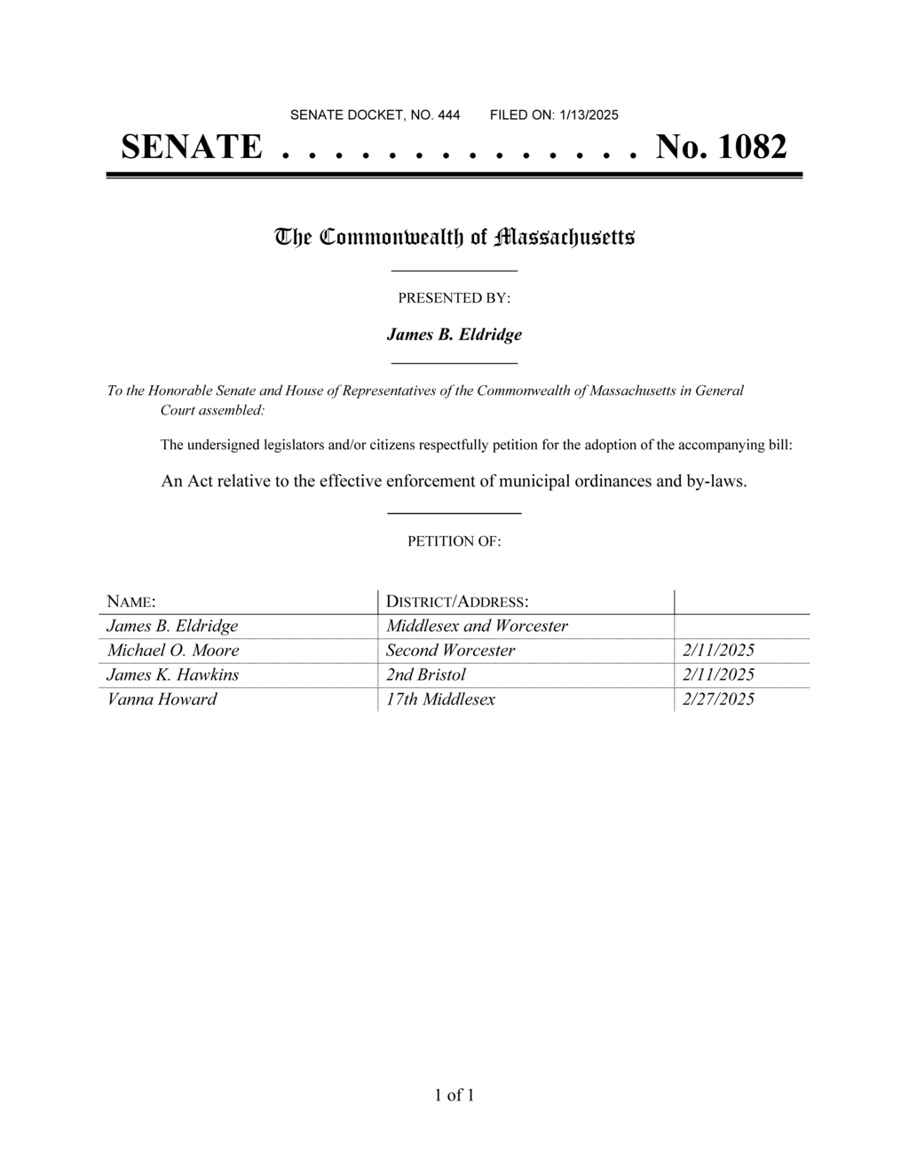 Massachusetts Senate proposes $1,000 penalty for municipal ordinance violations
