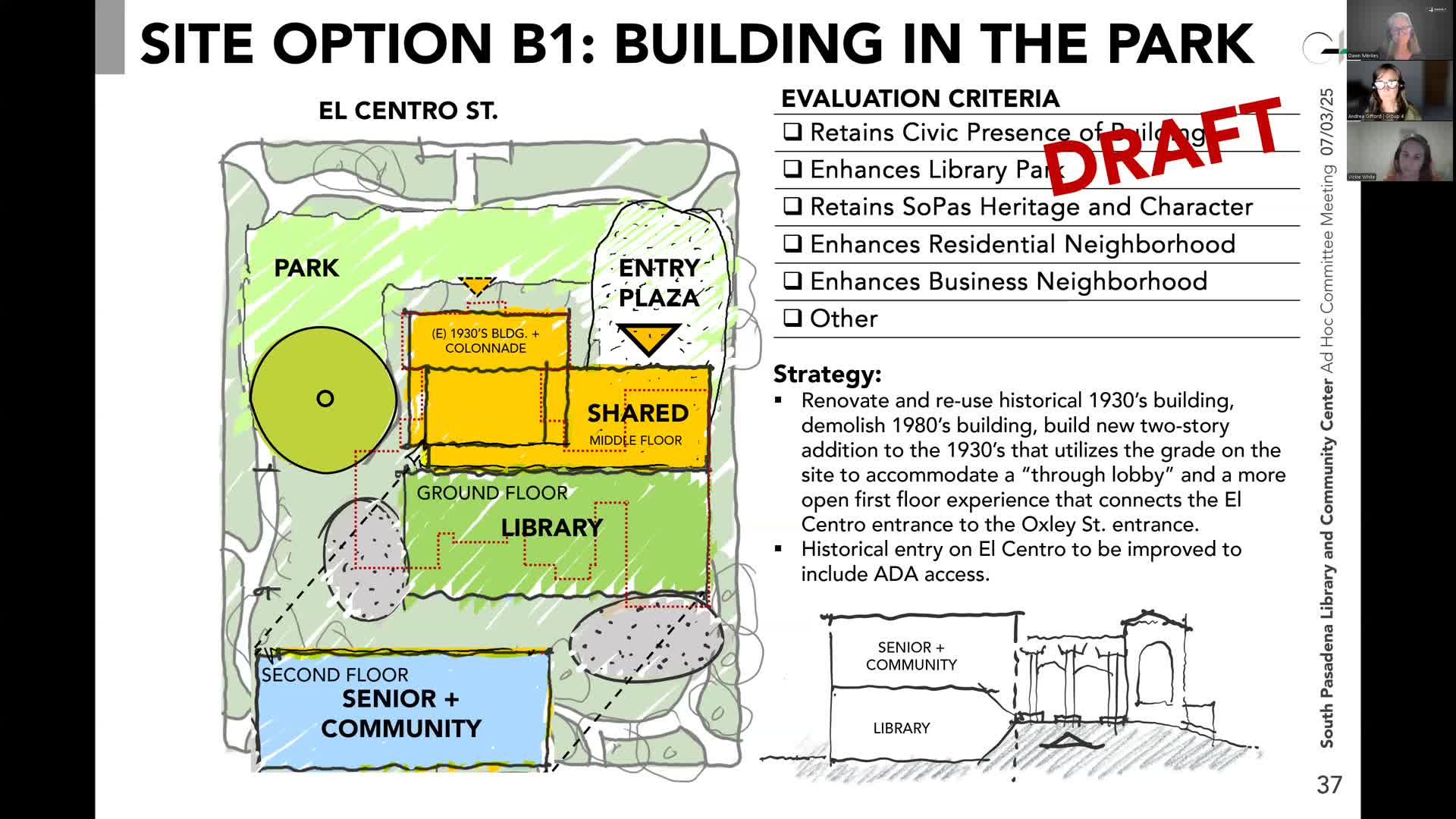 Architects present library and senior center redesign options to community committee
