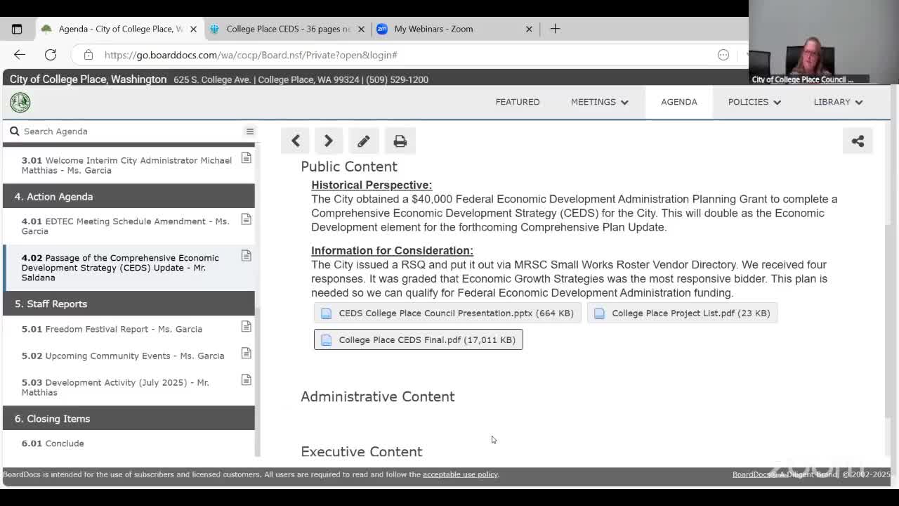 College Place staff report on successful Freedom Festival; Olympian Kenneth Rooks attends, organizers plan changes for future events