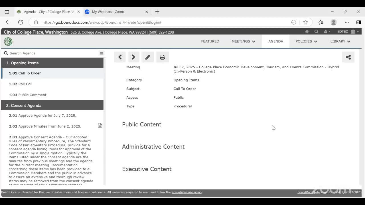 College Place commission votes to move regular meetings from monthly to quarterly